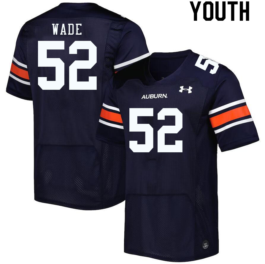 Youth #52 Dillon Wade Auburn Tigers College Football Jerseys Stitched-Navy